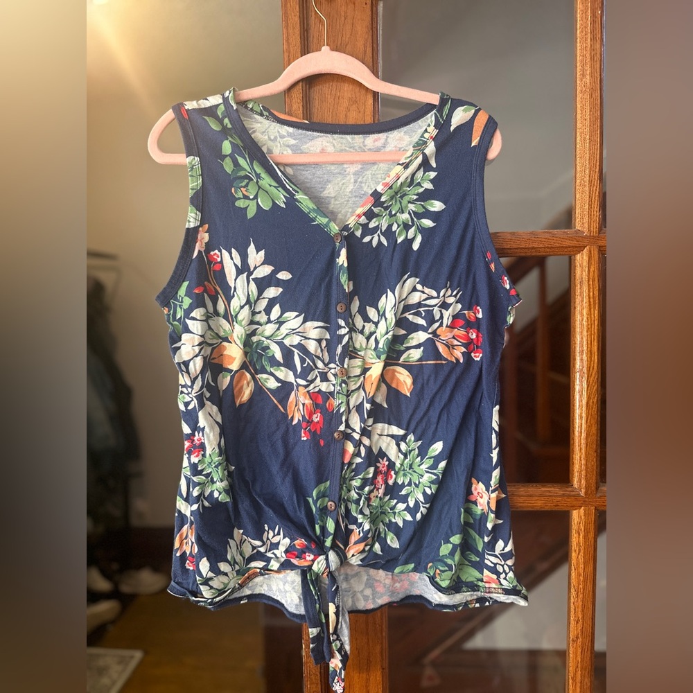 Cute Floral Button Down Tank Top